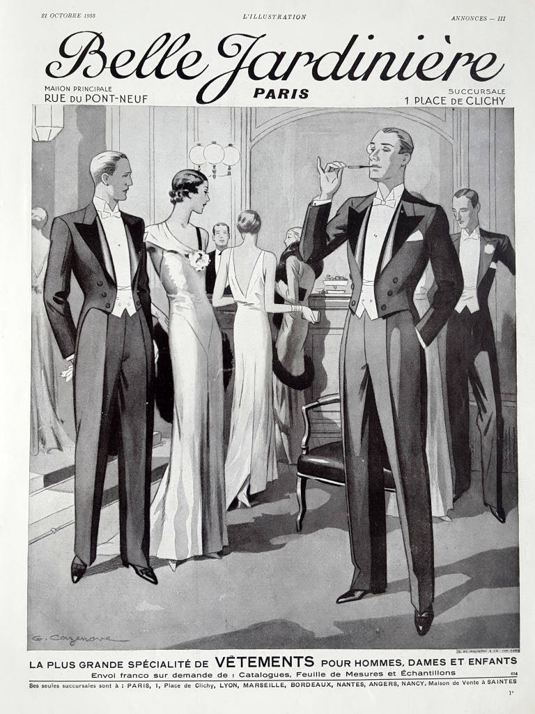 OldMagazin's tweet photo. Belle Jardiniere fashion advertising page, couple poster, eleg… https://t.co/BVWqcW79nh #vintageposter #ArtDecoPrint https://t.co/h4CExmqb0m