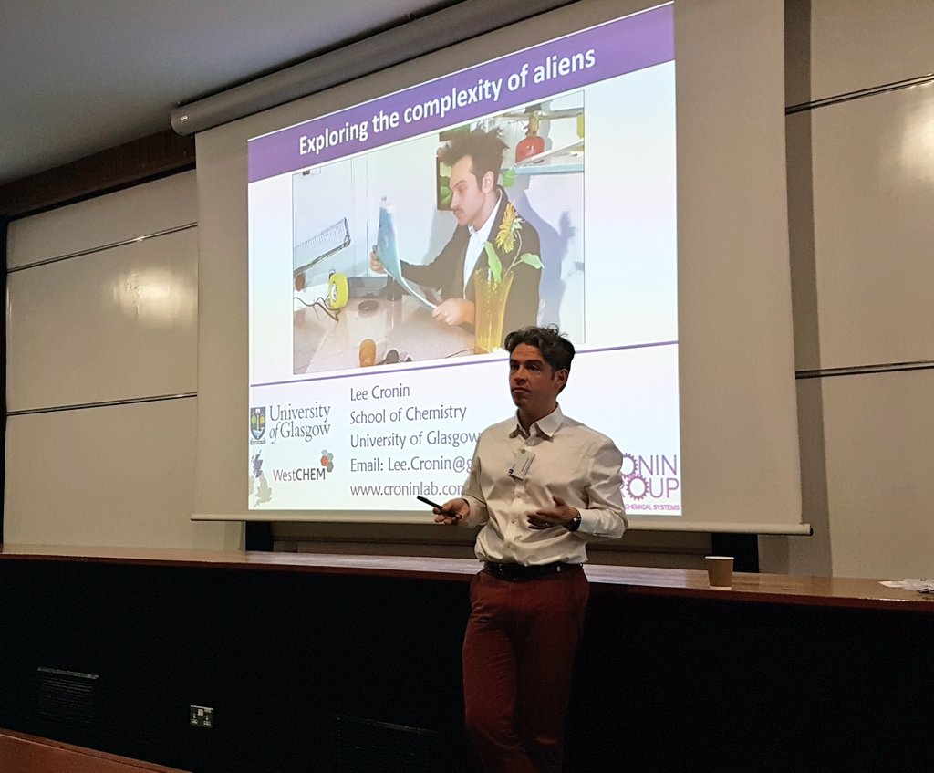 ESSF_Conference's tweet photo. @leecronin is exploring the complexity of #aliens on a Monday morning at #ESSFconference in @UniofNottingham https://t.co/xG967lMEs1