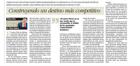 TurismoGobCan's tweet photo. .@hectorjsuarez explica en @canarias7 las claves del Plan de Infraestructuras Turísticas de Canarias 2017-2023 #PITCAN @TurismCanarias https://t.co/mOZfTOEtz8