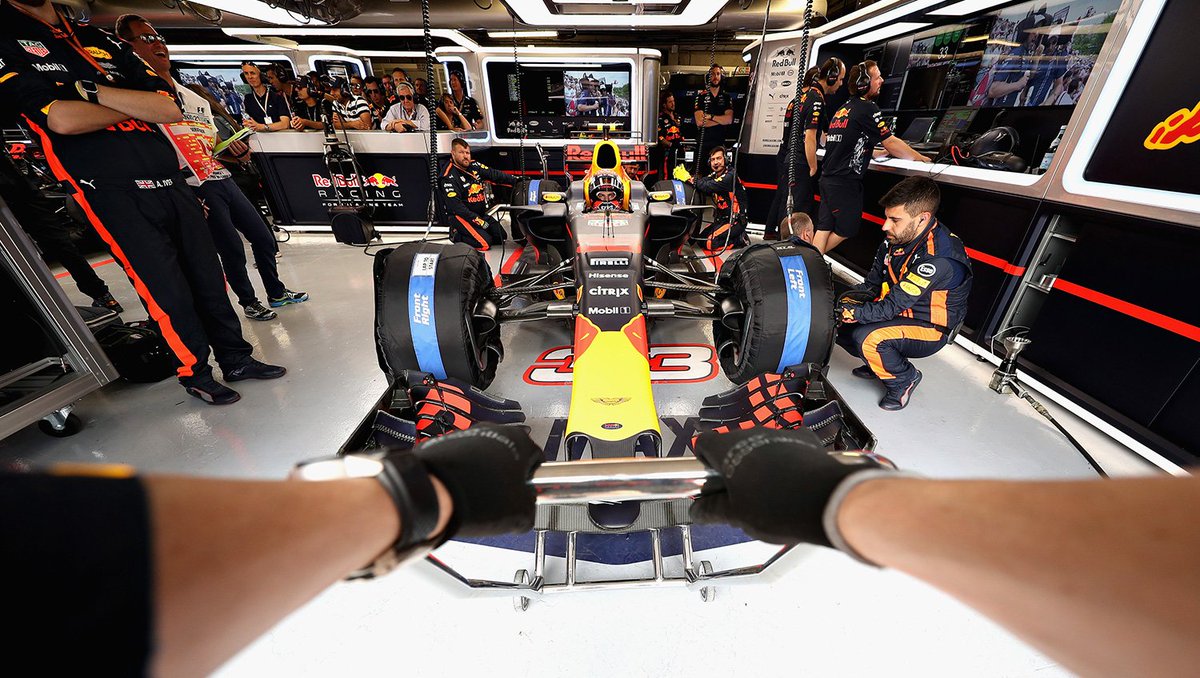 redbullracing's tweet photo. And for our Dutchie, all hands on deck as we strive to turn his misfortune around 👊 #MondayMotivation https://t.co/W934RPVXGz