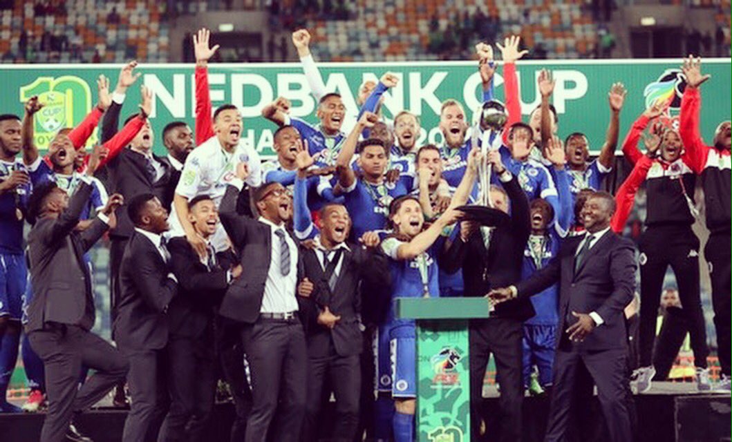 Back to Back Titles 🏆⚽️ Well done to the big men @SuperSportFC for winning the Nedbank Cup final! <a href="/de4no22/">Dean Furman</a> <a href="/JRBrockie/">Jeremy Brockie</a> <a href="/reneilwe06/">R Letsholonyane</a> <a href="/MMORTON6/">Michael Morton</a>