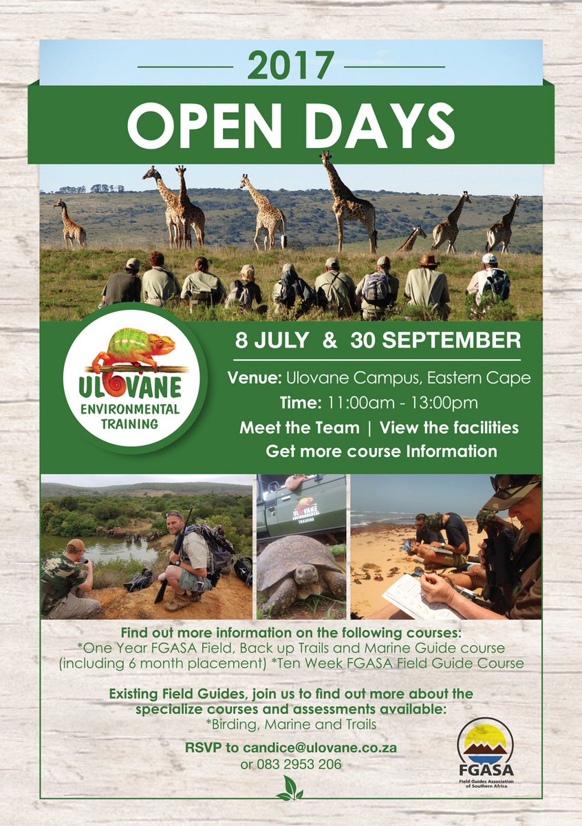 Ulovane's tweet photo. Next Open Day @Ulovane 08 July! Hope you can join us! #fgasa #openday #guidesintraining #career #education https://t.co/POzHe9tYTx