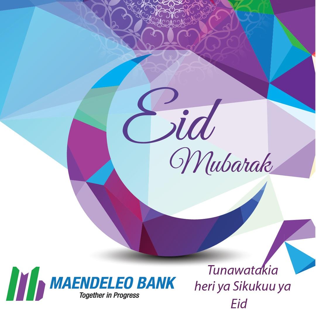 maendeleobank's tweet photo. Maendeleo Bank PLC inawatakia Waumini wote wa Dini ya Kiislam Sikukuu njema ya EID EL FITRI

EID MUBARAK. https://t.co/Gl9nWMrfQi