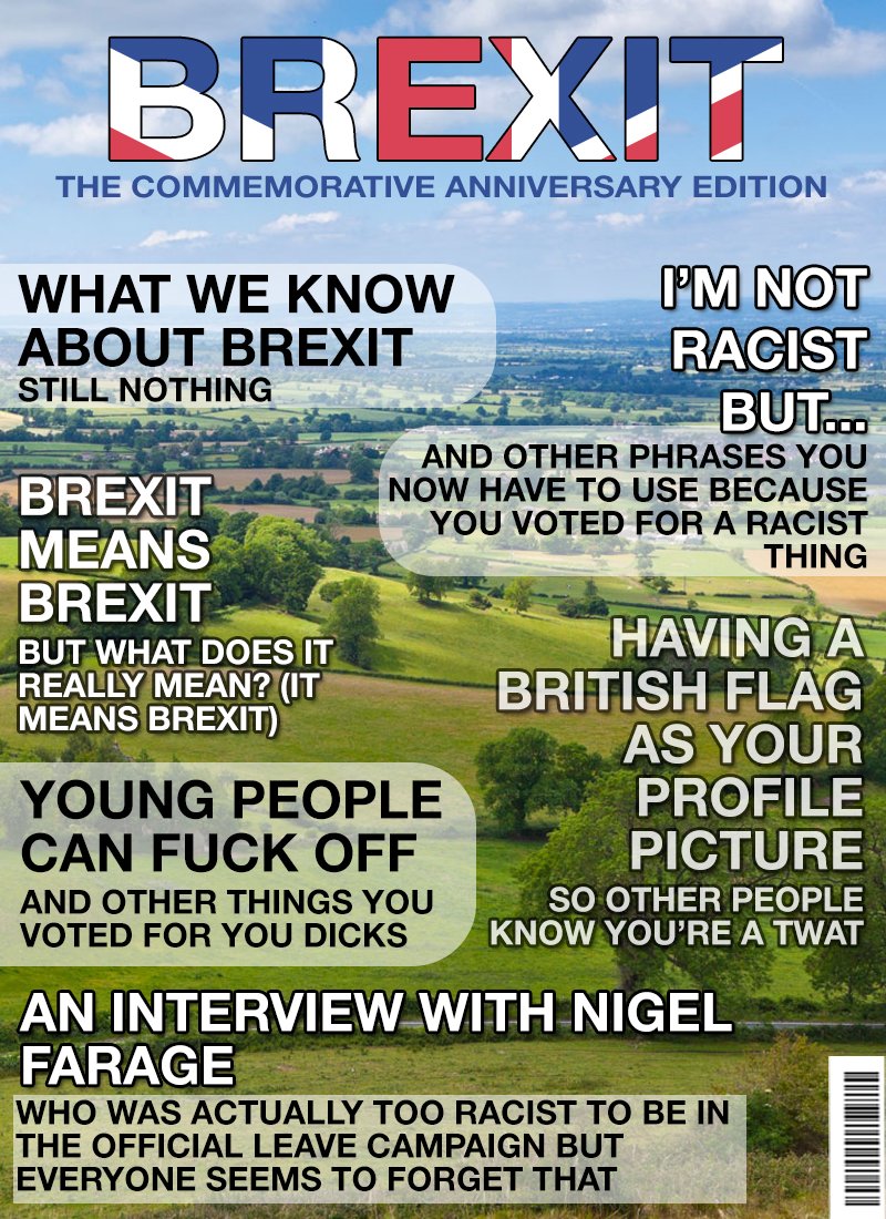 TechnicallyRon's tweet photo. Don't forget to get your copy of BREXIT magazine, the magazine for TRUE PATRIOTIC BRITS. Out now. (Price tbc as the pound keeps slipping) https://t.co/zQ3yWgEWcx