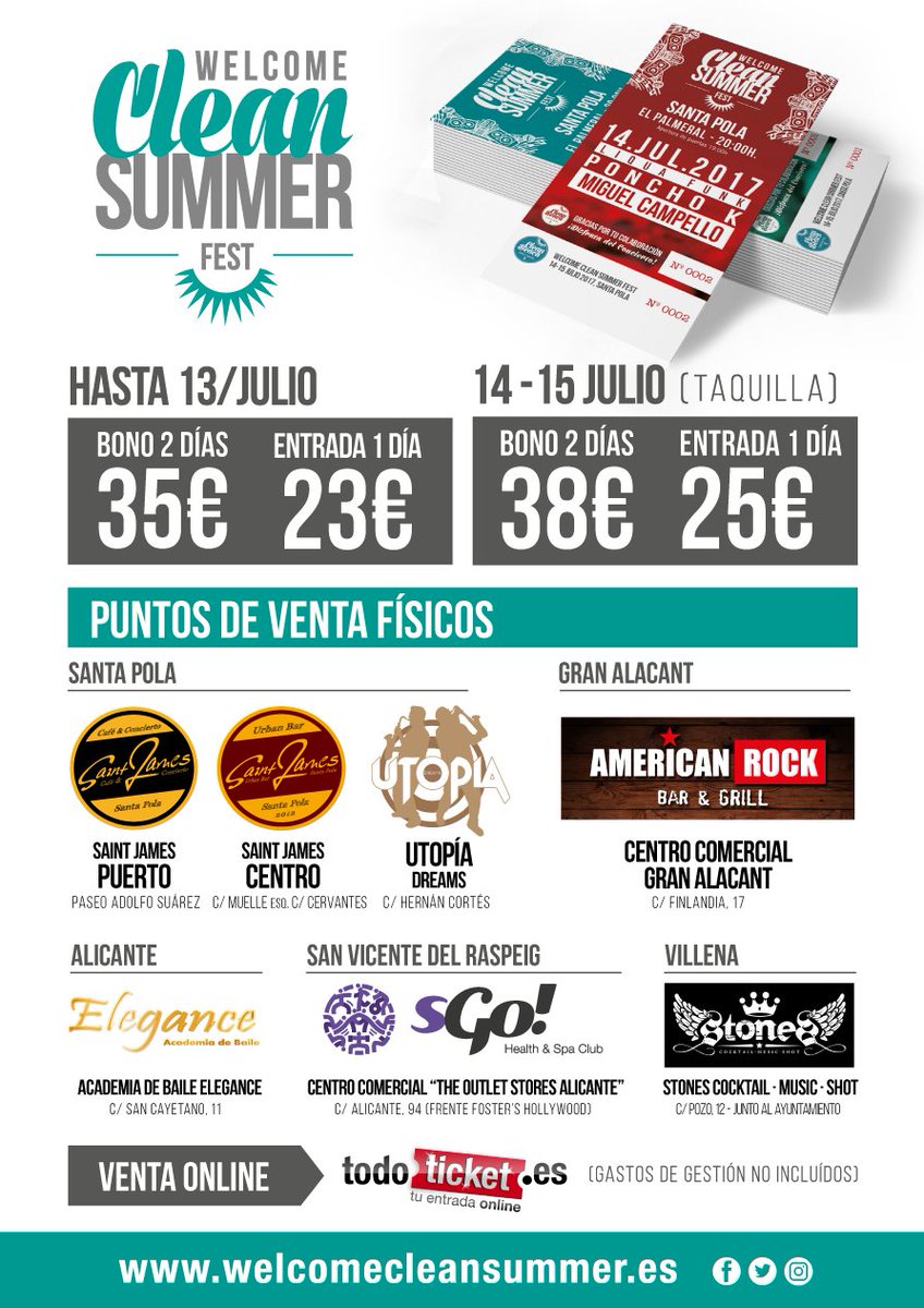 cleansummerfest's tweet photo. ¡Consigue tu entrada! en #SantaPola #GranAlacant #Alicante #Villena #SanVicente o en https://t.co/GbLxJW8eGb Beneficios >> @Clean_Beach_SP https://t.co/brBINwyUIL
