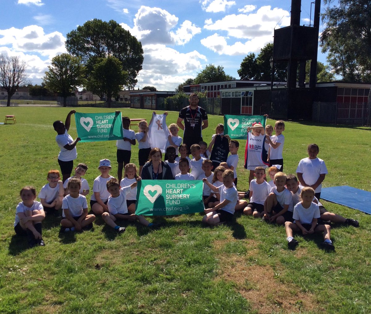 TheParksY3class's tweet photo. We've just completed an assault course to raise awareness and money for @CHSurgeryFund 💚👏 @TheParksAcademy https://t.co/hGWb3SCtY9