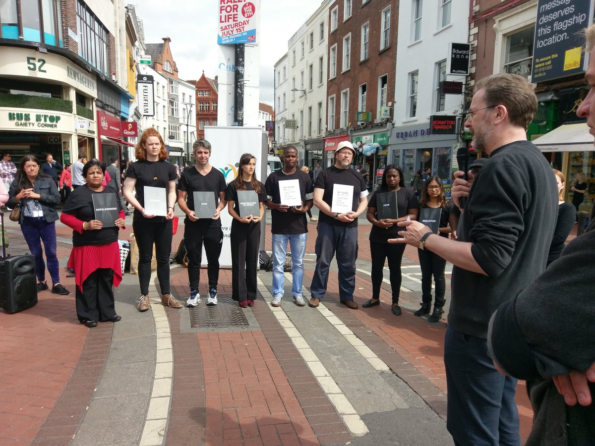 INARIreland's tweet photo. We are at Grafron St w/ @spirasi to mark UN Day in Support of Victims of Torture. #SupportLifeAfterTorture https://t.co/V0BeoK2KY5