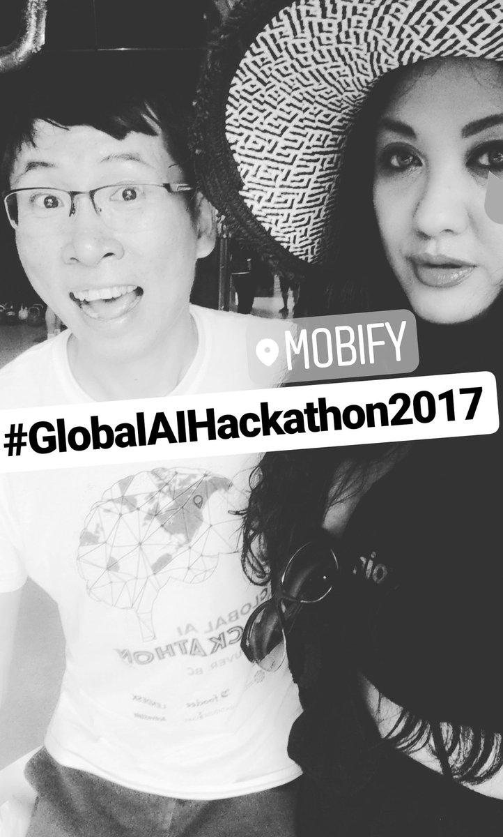 mizthang's tweet photo. Kickin'it with @dat_boris @mobify because Global AI Hackathon 2017 #yvraihack #globalaihack #GlobalAIHackathon #ai #MachineLearning #hackers https://t.co/mElC8Km7ev