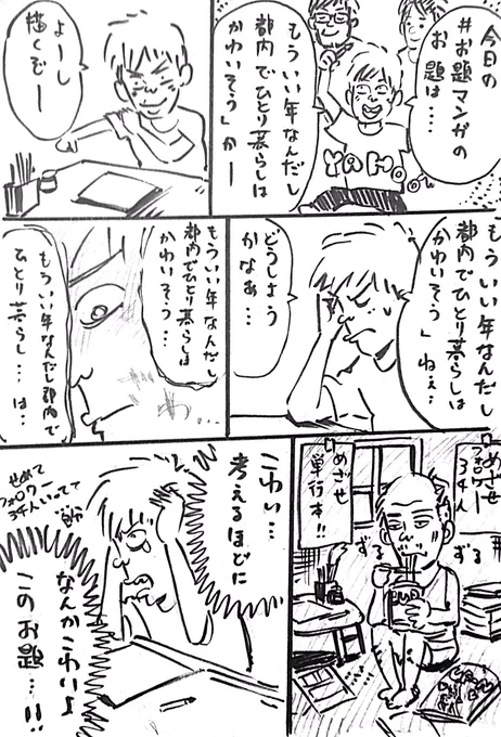 #お題マンガ 
今日のお題は、
「もういい年なんだし都内でひとり暮らしはかわいそう」

です！ 