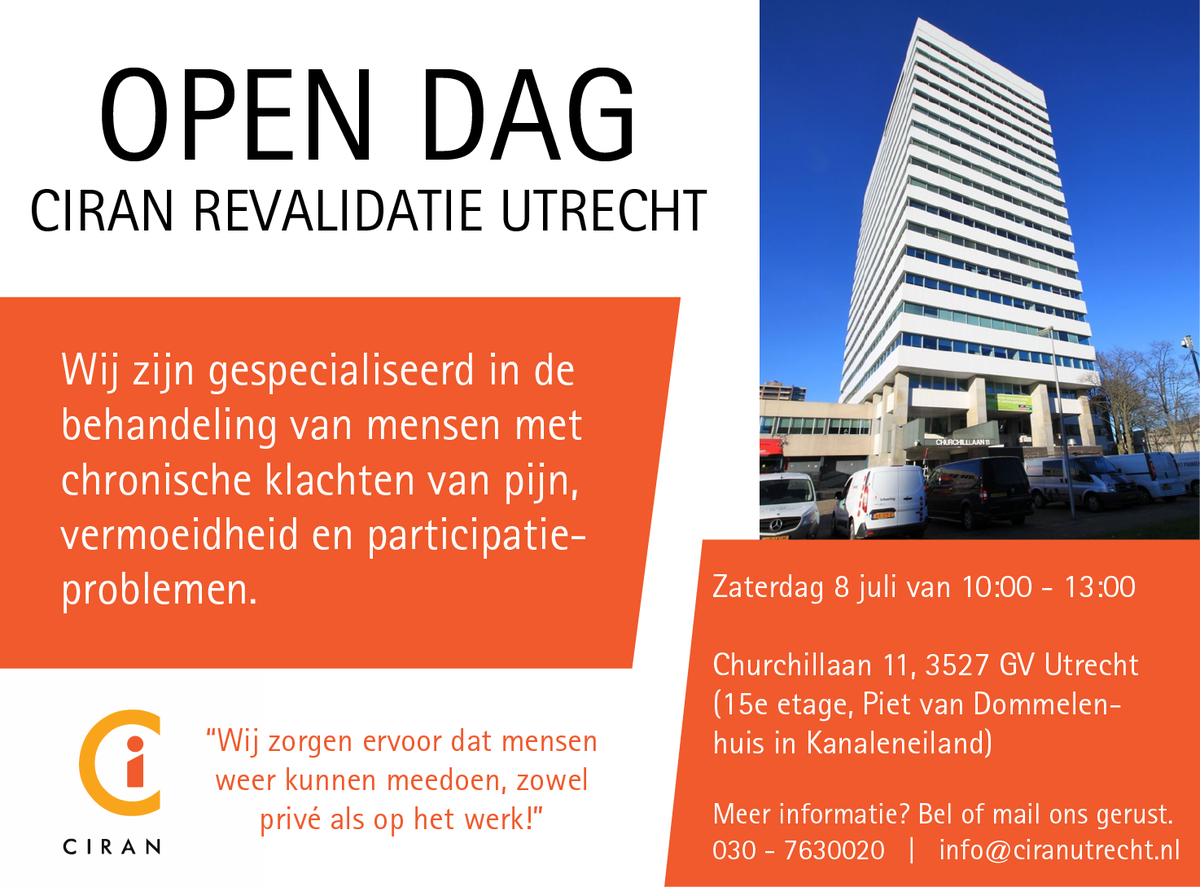 CiranRev's tweet photo. Ook Ciran Revalidatie Utrecht organiseert een open dag! Op 8 juli bent u van harte welkom #ciranrev #opendag: https://t.co/SssuRnSlz1 https://t.co/4gH7c3AGGg