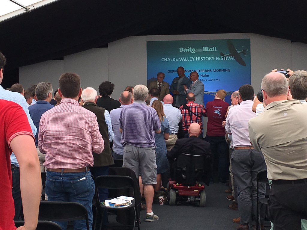 ChalkeFestival's tweet photo. "I never want to see war again. We should solve our problems by talking not fighting". Standing ovation for Günter Halm #amazinghistory https://t.co/6l8DmZ5OrT