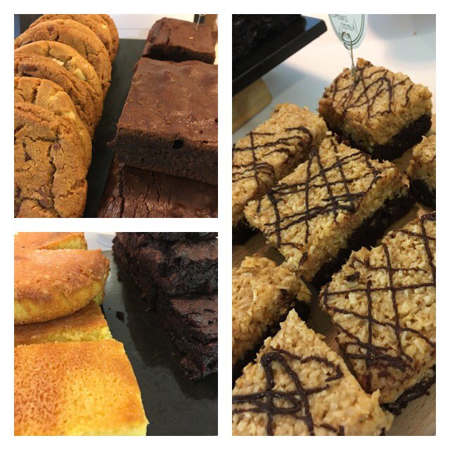 chef_glyn's tweet photo. Cakes @ #dundashouse Samoan brownie (caramel&amp;toastedcoconut topping) gluten free sweet potato brownie &amp; lemon polenta cake @Gatherandgather https://t.co/u8zmNl4pLX