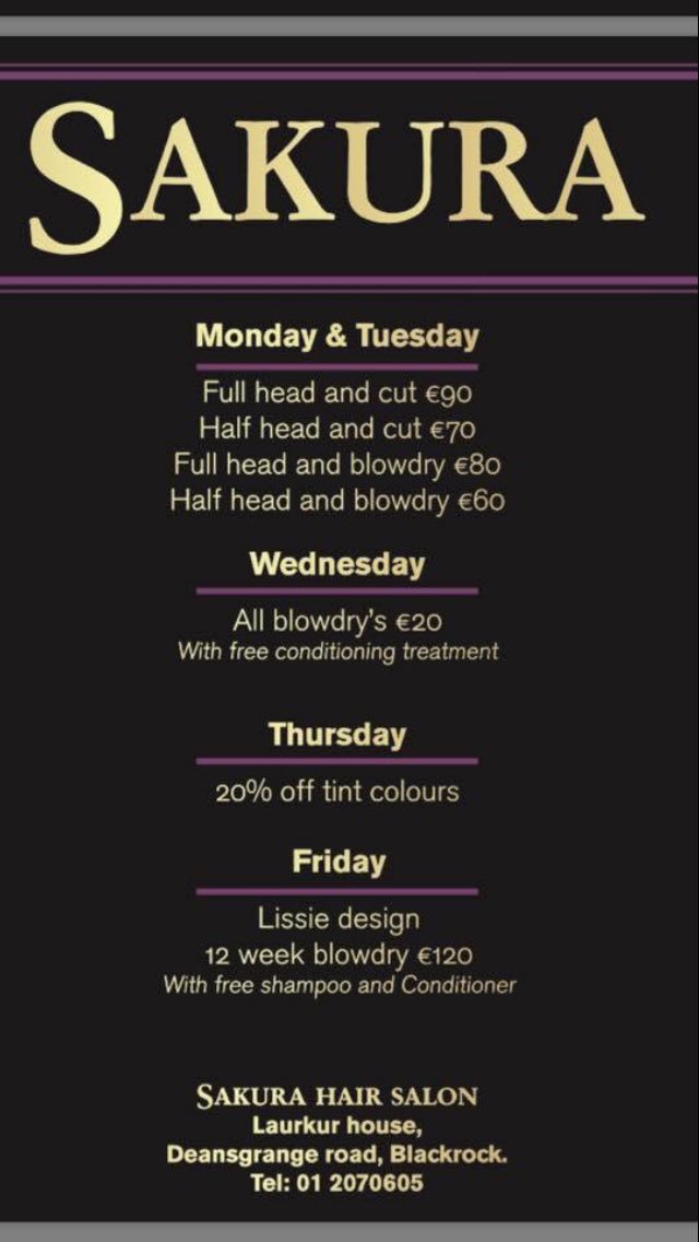 SakuraHairSalon's tweet photo. Busy busy Monday here. Have you checked out our brilliant special offers? https://t.co/CEOf1ctppS
