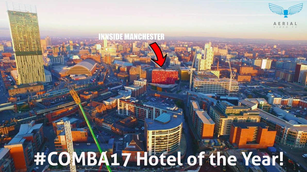 AerialVideoTV's tweet photo. Congrats to @InnsideMCR on winning Hotel of the Year 2017! #COMBA17 #hotel #manchester #hospitality #luxury @InnsidebyMelia https://t.co/ZXq9qgvkK3