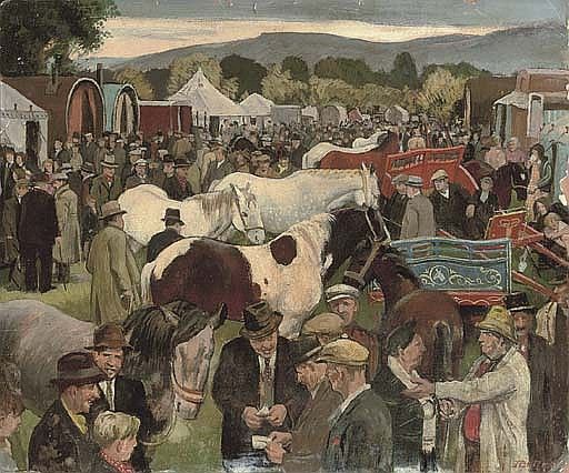 mike_loseby's tweet photo. Northern art: "The Appleby Horse Fair"..Oil by #JamesBateman [1893-1959] An observer of #PastoralLandscapes. Born in #Kendal #Cumbria. https://t.co/uS9857zlyL
