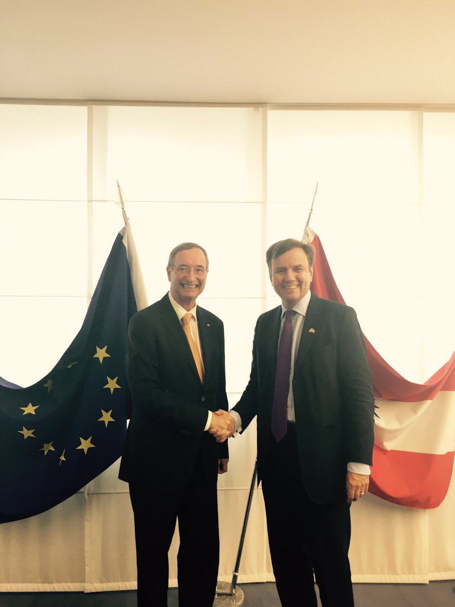 GregHands's tweet photo. Excellent Trade &amp; Brexit talks with President of the Austrian Chamber of Commerce Dr. Christoph Leitl. Wants Free Trade Agreement with UK. https://t.co/c9VTLrAotV