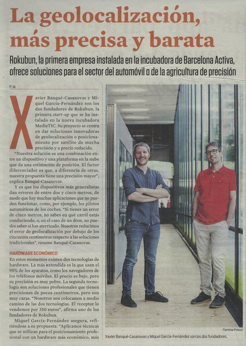rokubn's tweet photo. Rokubun a les noticies! Sortim a   @LaVanguardia ! Reportatge a la secció d'#innovació i #startup @barcelonactiva https://t.co/6plIcySnx9