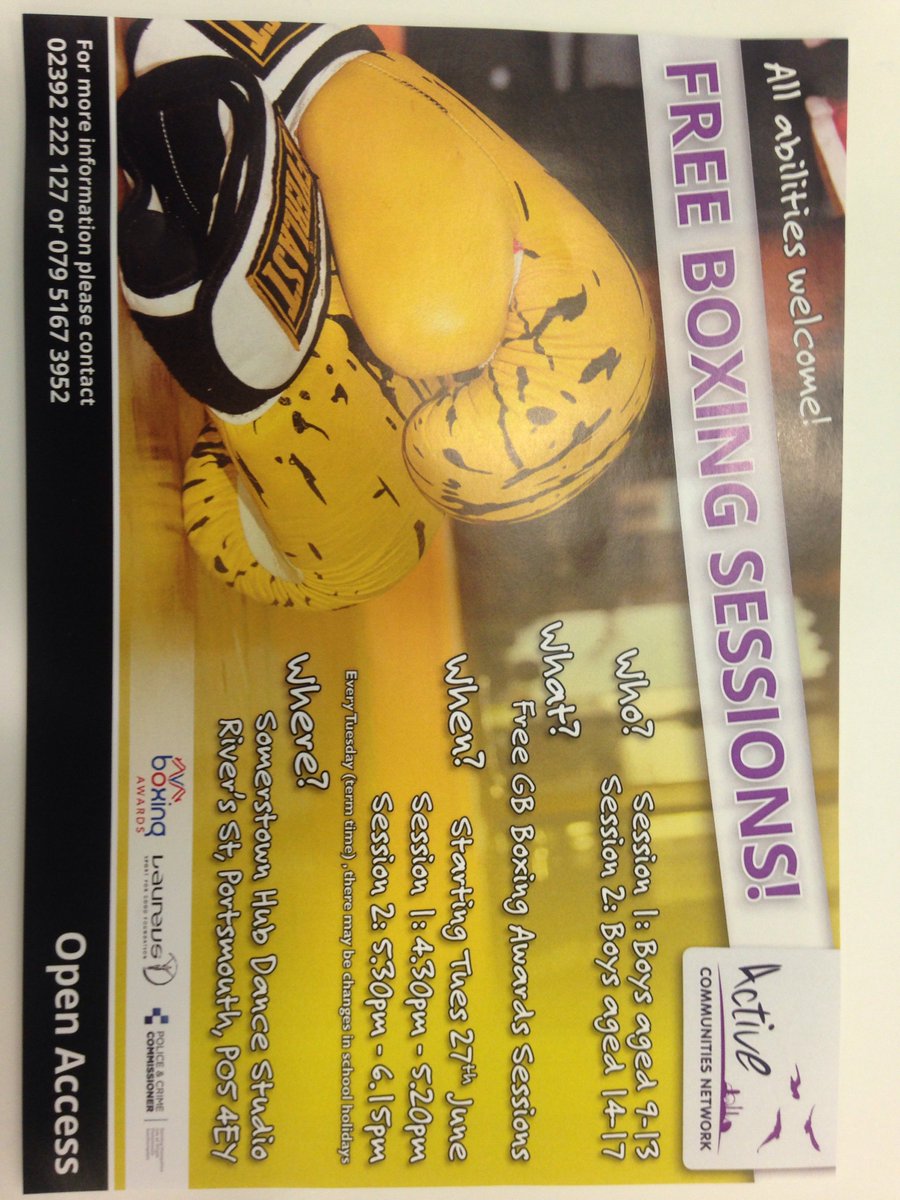 SomerstownHub's tweet photo. FREE BOXING FOR BOYS 4.30 - 6.30 https://t.co/jbIcEAjRcl