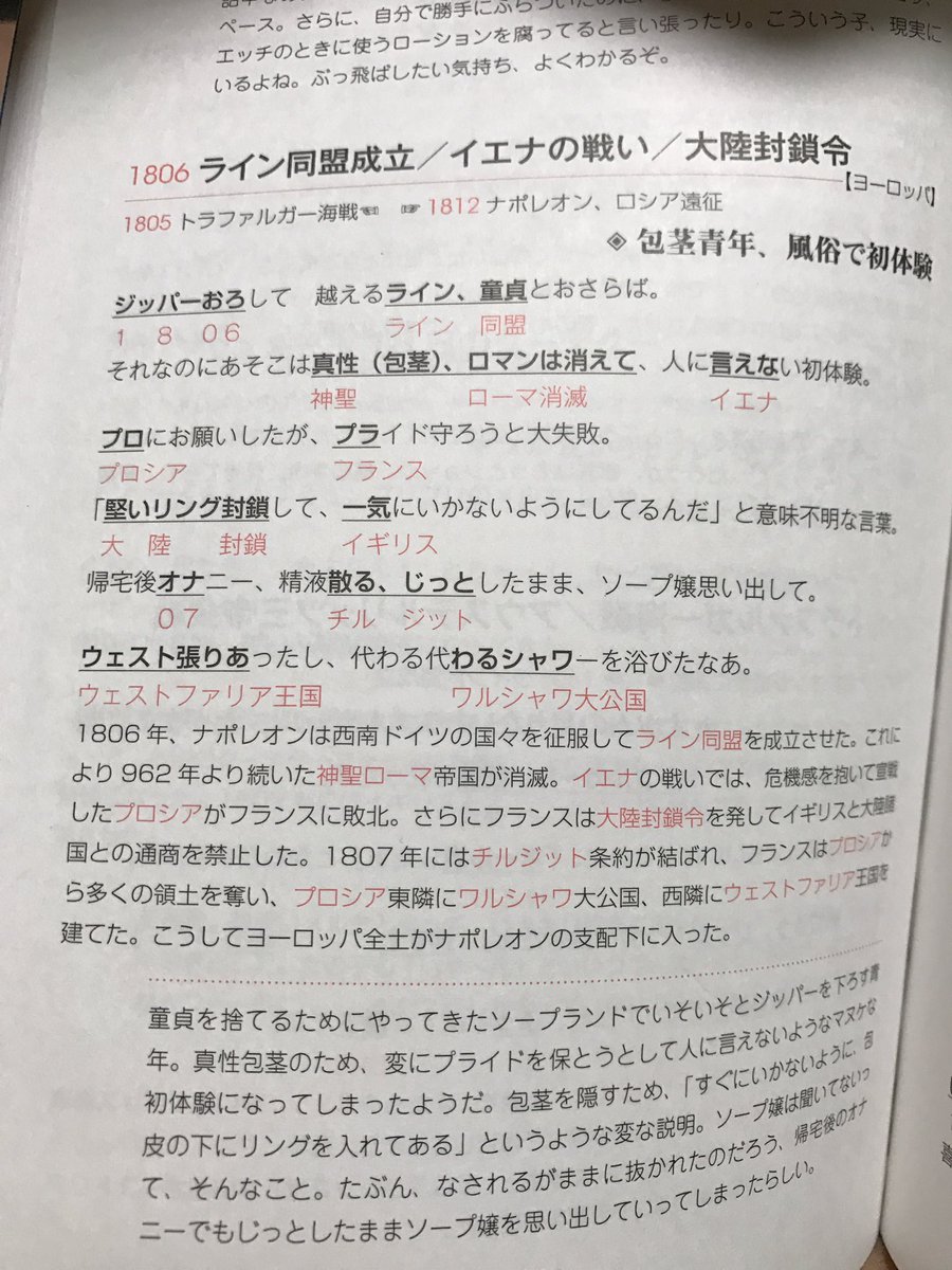 元祖 エロ語呂世界史年号 日本史年号 さっきの例 実際の中身はこんな感じです エロくて無理やりで 冗長という 三拍子揃ったロクでもなさが売り 語呂のエロ解説がやたらと長くて スペースをムダに食ってるのも特徴 これを本にして出版しようと考えた