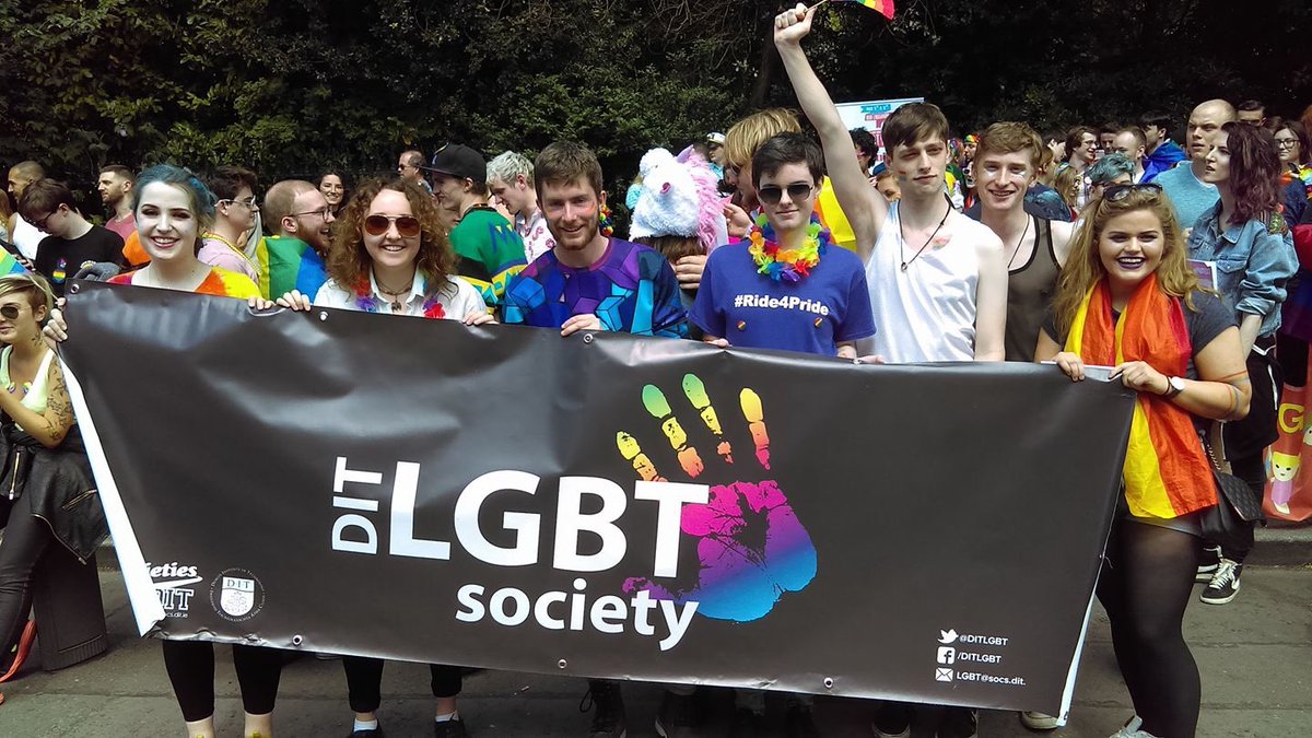 DITLGBTQ's tweet photo. Had an unreal time at @DublinPride thanks everyone who came out to march with us 🌈 https://t.co/XfWkIc2qmD