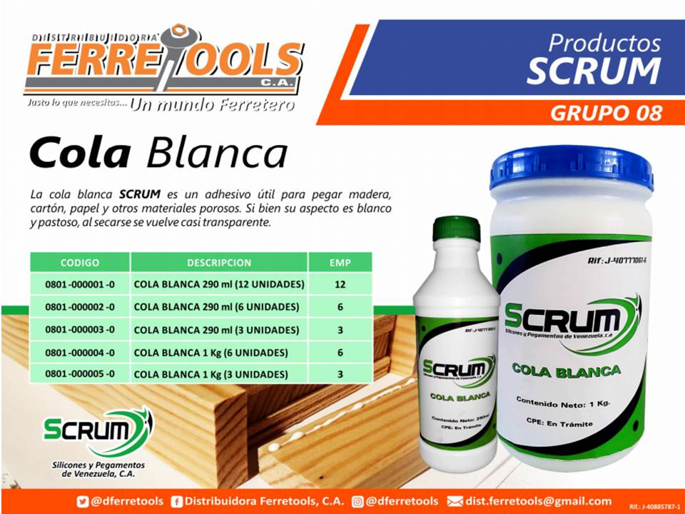 dferretools's tweet photo. La #ColaBlanca @Scrumpega es un adhesivo útil para pegar #Madera #Cartón #Papel y otros materiales porosos #Manualidades #Carpinteria https://t.co/ca6R4uuwrH