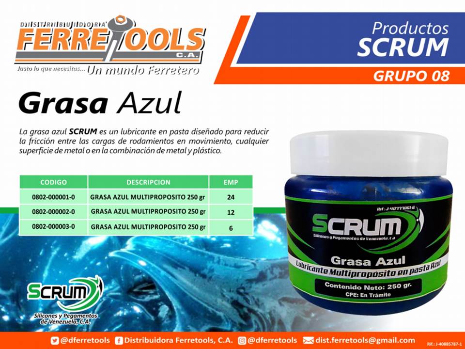 dferretools's tweet photo. La #GrasaAzul @Scrumpega posee propiedades para lubricar las partes sometidas a alta presión. Con una alta calidad https://t.co/tURsdECNOu