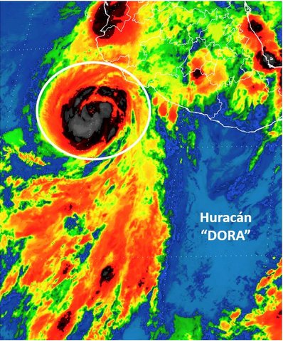 #Huracán #Dora favorece potencial de #lluvias intensas en edos del sur y suroeste del país. Toma previsiones. Imagen vía #SMN <a href="/conagua_clima/">CONAGUA Clima</a>