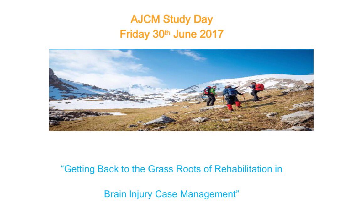 We_Are_AJ's tweet photo. Looking forward to our AJCM study day this Friday, we have a great line up with some amazing speakers #rehabilitation #braininjury https://t.co/eA07y4pYB5