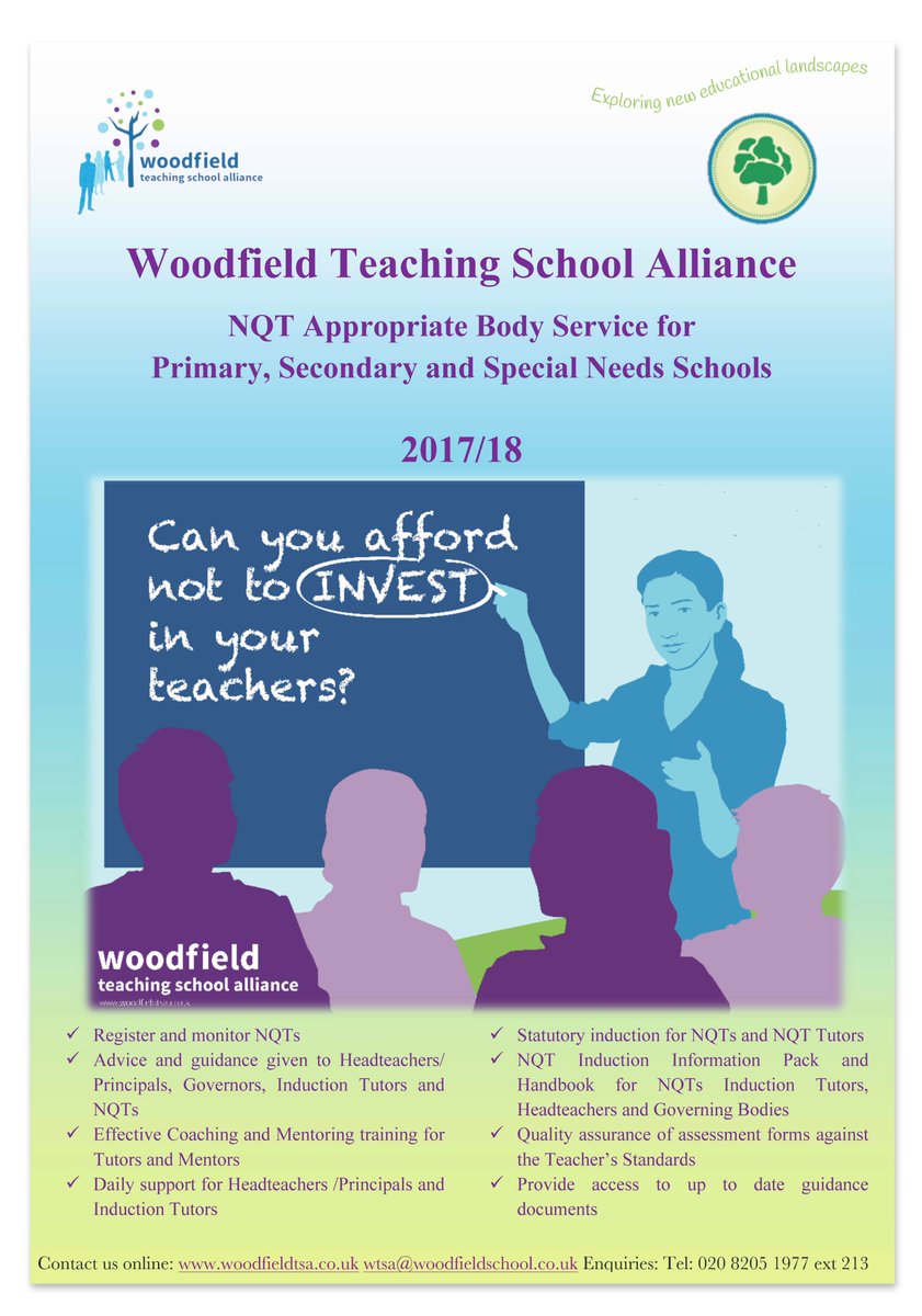 Are you looking for an Appropriate Body Service for your NQTs? woodfieldtsa.co.uk/school-based-t… There is still time to register your #NQTs with us!