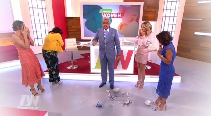 loosewomen's tweet photo. PRANKED!!!!! @NolanColeen got @clbleakley @StaceySolomon &amp; @IamSairaKhan good and proper today. Thank you David @NameYourPrice 😂😂😂 https://t.co/pxTd03wDkj