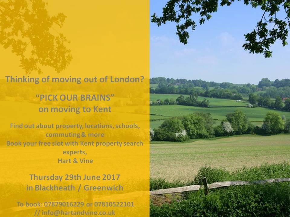 Hear a property buying agents insider view on moving from #London to #Kent We're in in #Greenwich &amp; #Blackheath on Thurs 29 June Book today!