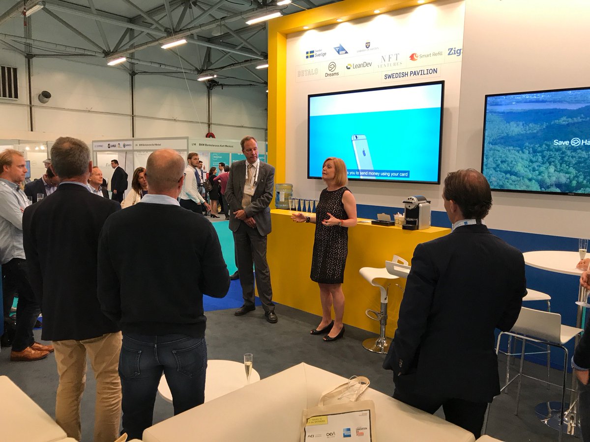 BusinessSweden's tweet photo. Busy at the Swedish Pavilion @money2020 @BusinessSweDK #swefintech #Money2020Europe https://t.co/RwTK0xu5Fn