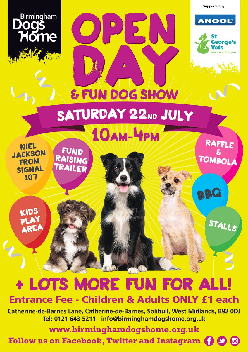 BhamDogsHome's tweet photo. Who's coming? #BDHopenday2017 #familyfunday #dogsinvited #rescuedogs #dundraisingforatraydogs https://t.co/nIhyYIP8eL