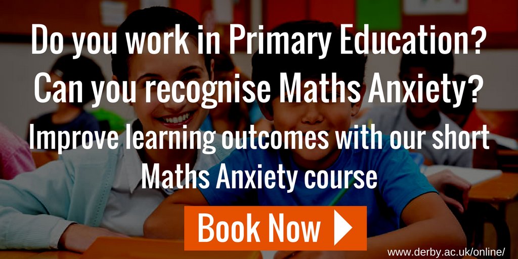 Maths Anxiety short online CPD course. Enhance current skills or top up your CPD derby.ac.uk/online/short-c… #ShortCourse #CPD #MathsAnxiety