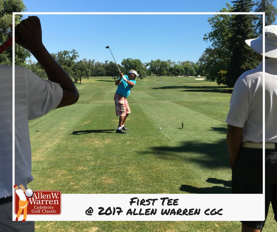 Beautiful day, great weather, starting off the tournament at the first tee! #AWCGC17