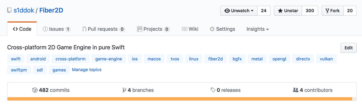 cocos2d's tweet image. Thanks for 300 stars! We are back in the work after few months of a pause. Fiber2D now builds with Swift v4!