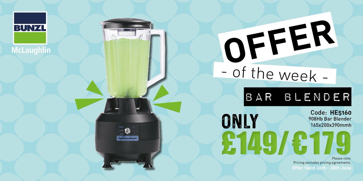 BunzlBML's tweet photo. Equipment Offer of the Week: @HamiltonBeach @FEM_UK Bar Blender. Valid until the 30th June. Click here: https://t.co/USWT9ibDaX #BMLOffer https://t.co/ryJCzA7Lqp