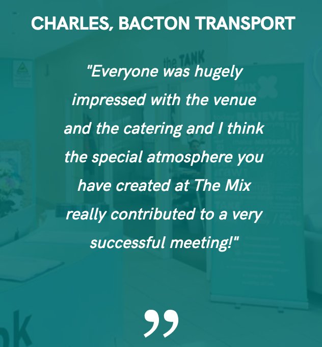Great quote from Charles @ #BactonTransport, we're glad you enjoyed your time with us at <a href="/mixstowmarket/">The Mix Stowmarket</a> #charity #venue #stowmarket #suffolk