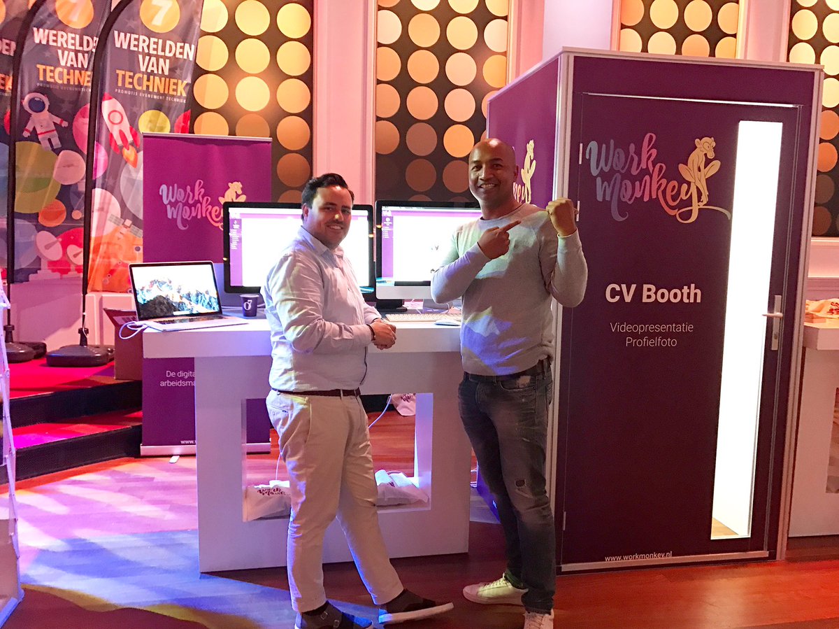 WorkMonkeyApp's tweet photo. Trots onze applicatie en CV Booth showen op #techniekpact #beurs #Voorbij2020 #jaarconferentie https://t.co/aWdkpV9JZV
