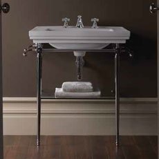 The Astoria Deco large basin sink looks elegant in a variety of finishes. #bathroommakeover #victorianbathroom #bathroomremodel #bathfixture