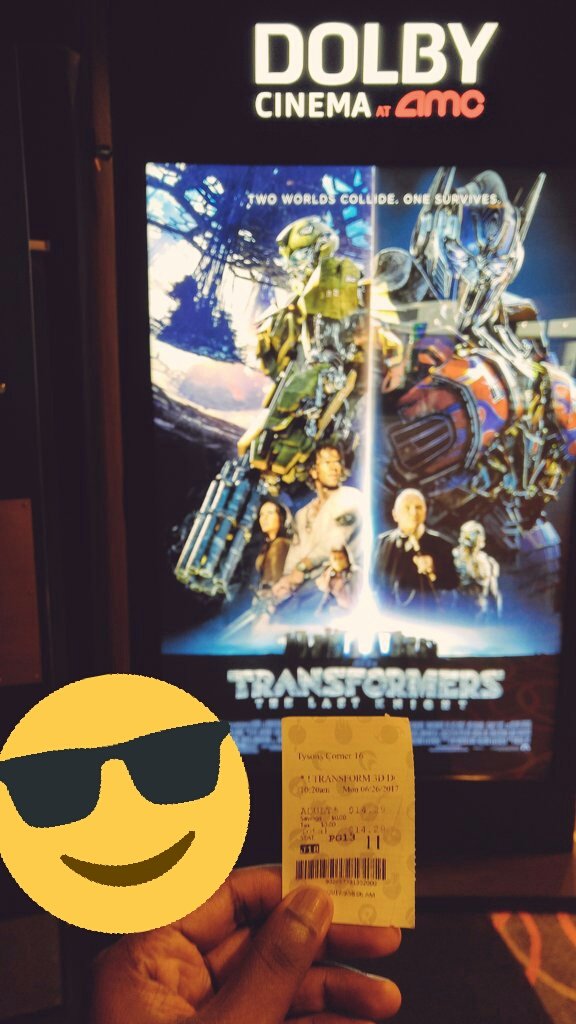 stevemovieguy's tweet photo. #TransformersTheLastKnight in #DolbyCinema 

#MatineeLife https://t.co/E8TyP9zZZd