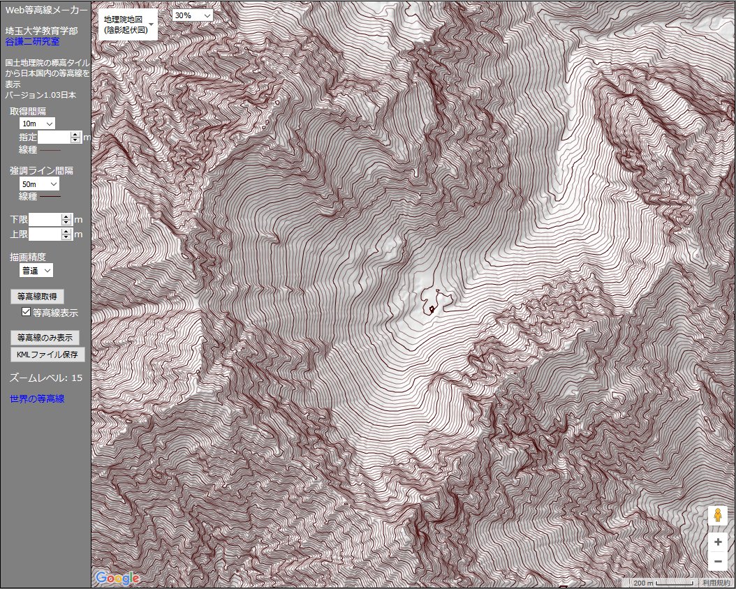 谷謙二 Tani Kenji 穂高岳の地理院地図 等高線 色別標高図 等高線 陰影起伏図