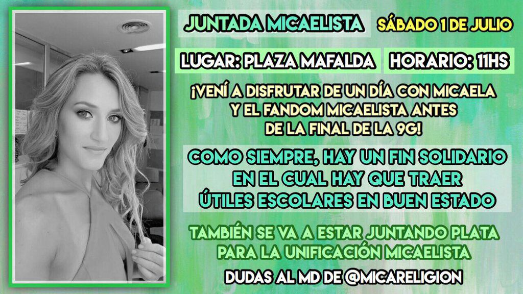 MicaViciconte's tweet photo. El sábado próximo juntadaaaaaaaa los espero a todos.Gracias .Dudas @MicaReligion https://t.co/gaT4FZxsQH