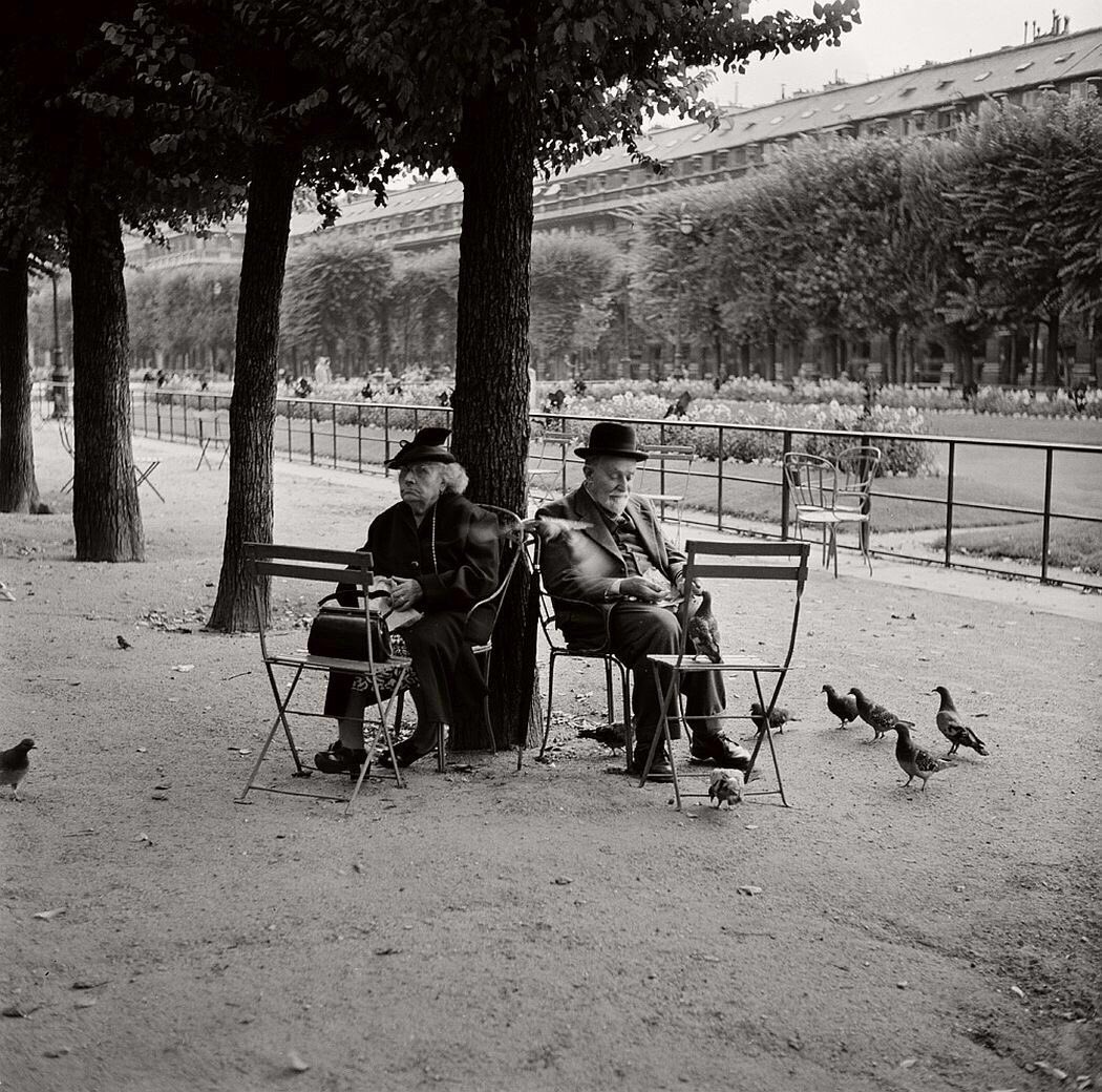 aslicoken's tweet image. &quot;old couple in the park&quot;
#Paris, 1955 
by #BillPerlmutter
#art #photography