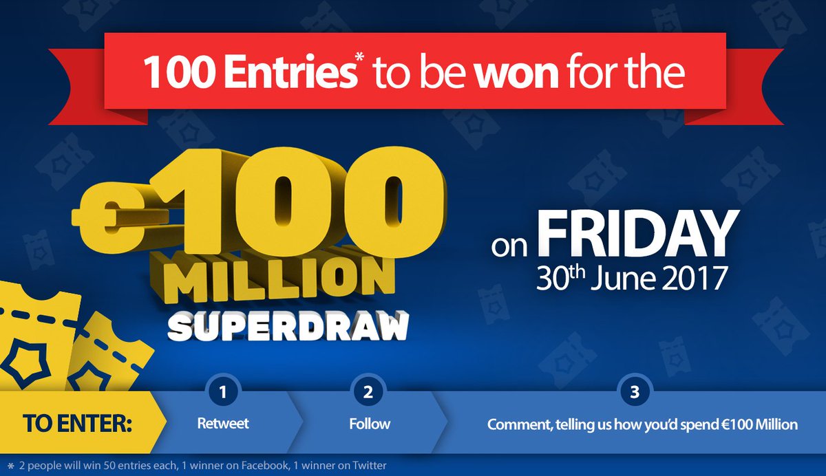 RT, Follow &amp; Reply telling us how you'd spend €100M for your chance to #win 50 entries for Friday's €100 million EuroMillions superdraw!