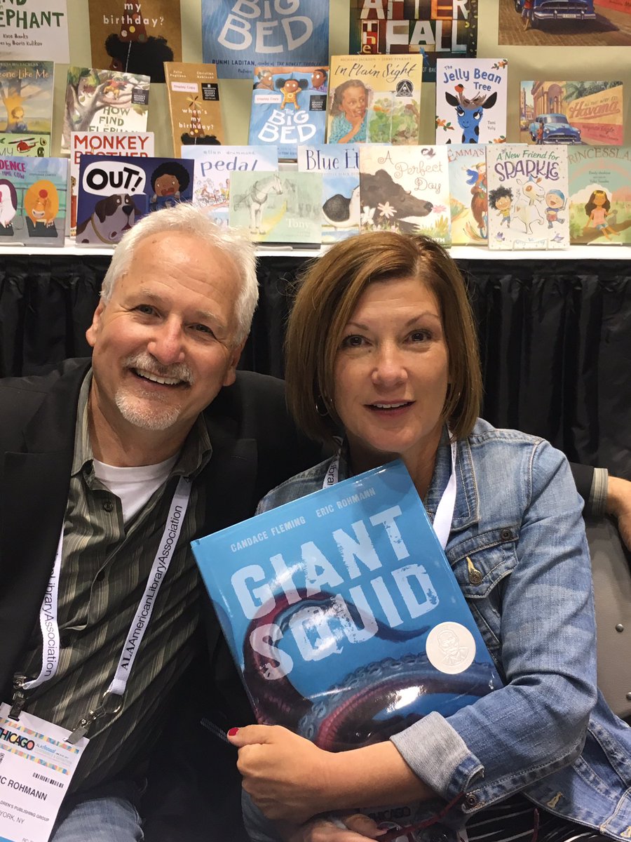 So wonderful to meet @candacemfleming and  #ericrohmann signing Giant Squid one on BISD's Battle of the Books. #Alaac17