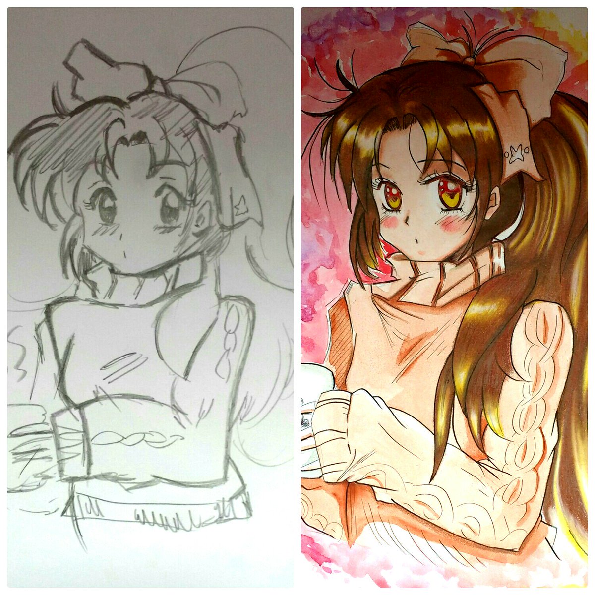 JavierCavieres's tweet photo. @Piyoasdf tome este croquis del cole, una chica tomando café, justo para un día lluvioso #Drawthisagainasdf https://t.co/MHFfbIuAvC