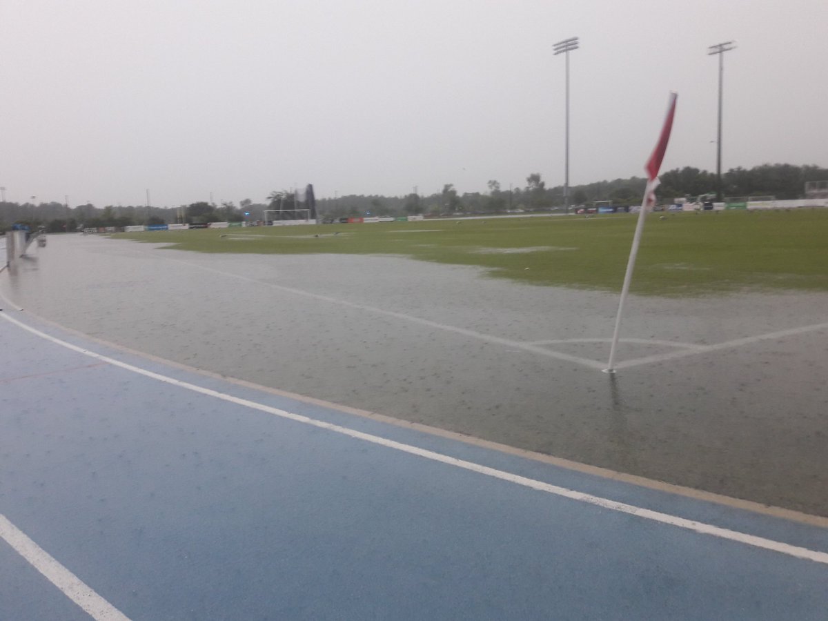 CFreemanJAX's tweet image. Corners of Hodges Stadium soaked. #SquidVicious-level conditions. #JAXvPRFC