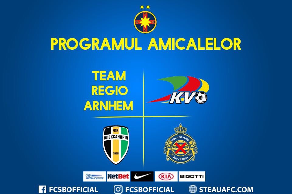 Liga1Romania's tweet photo. FC Steaua Bucuresti 🆚

Team Regio Arnhem
2 iulie - FC Oleksandriya
4 iulie - Waasland-Beveren
7 iulie - KV Oostende https://t.co/yx9TzSoIat