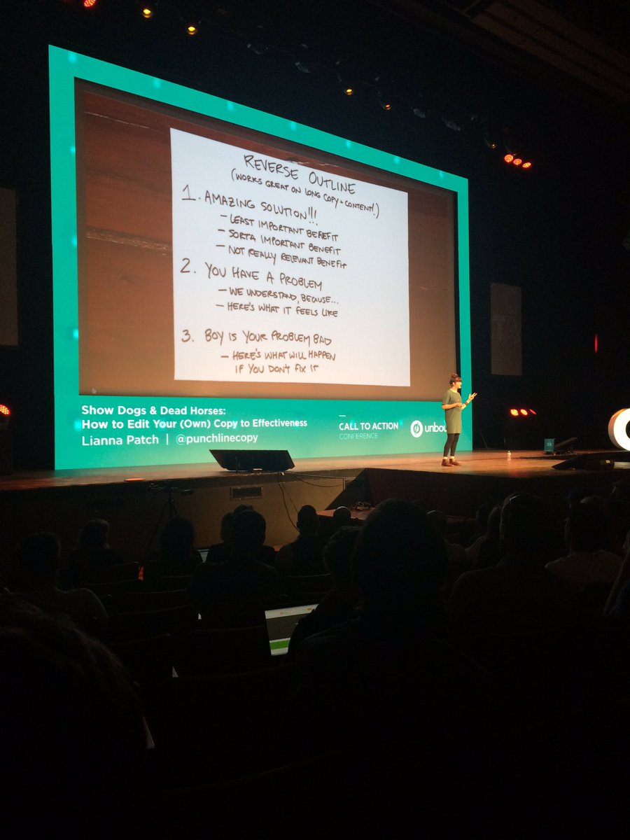 Elysevh's tweet photo. Watching @punchlinecopy's hilarious talk on editing copy. Best advice of #CTAConf so far.. #NeverEditHungry. https://t.co/HExPdBugPo